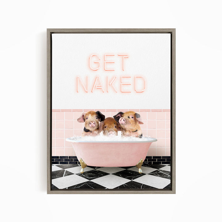 Three Little Pigs in Retro Pink Bath