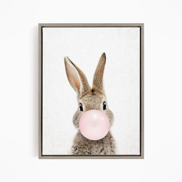 Baby Bunny Blowing Pink Bubble Gum