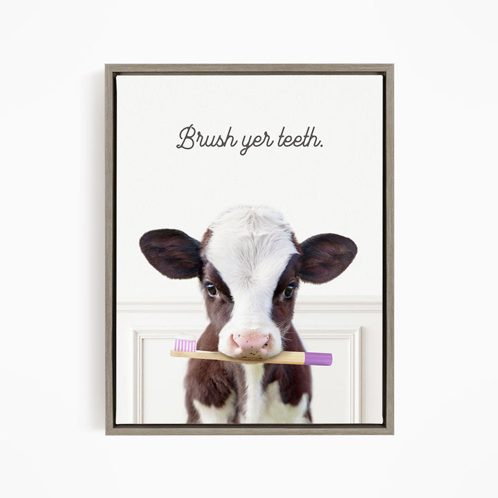 Baby Cow "Brush yer teeth" - Bathroom Simple White