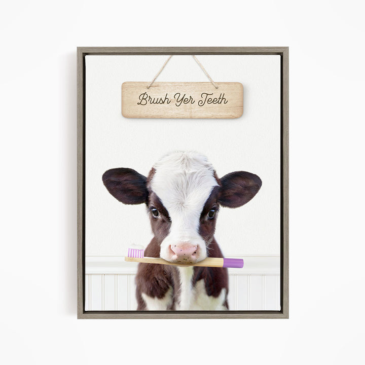 Baby Cow "Brush yer teeth" - Bathroom Cottage White