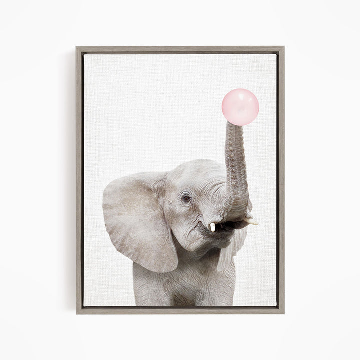 Baby Elephant Blowing Pink Bubble Gum