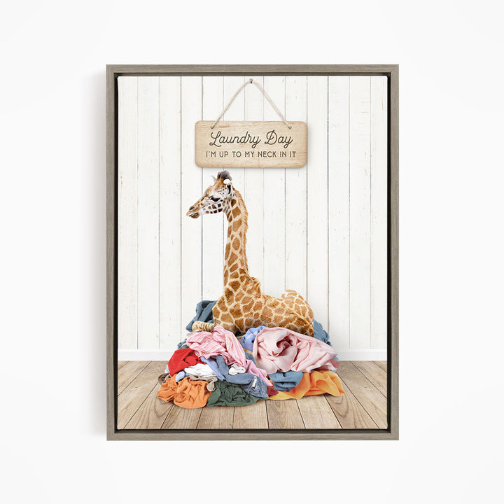 Baby Giraffe Laundry Day I'm Up to My Neck - Farmhouse Floor