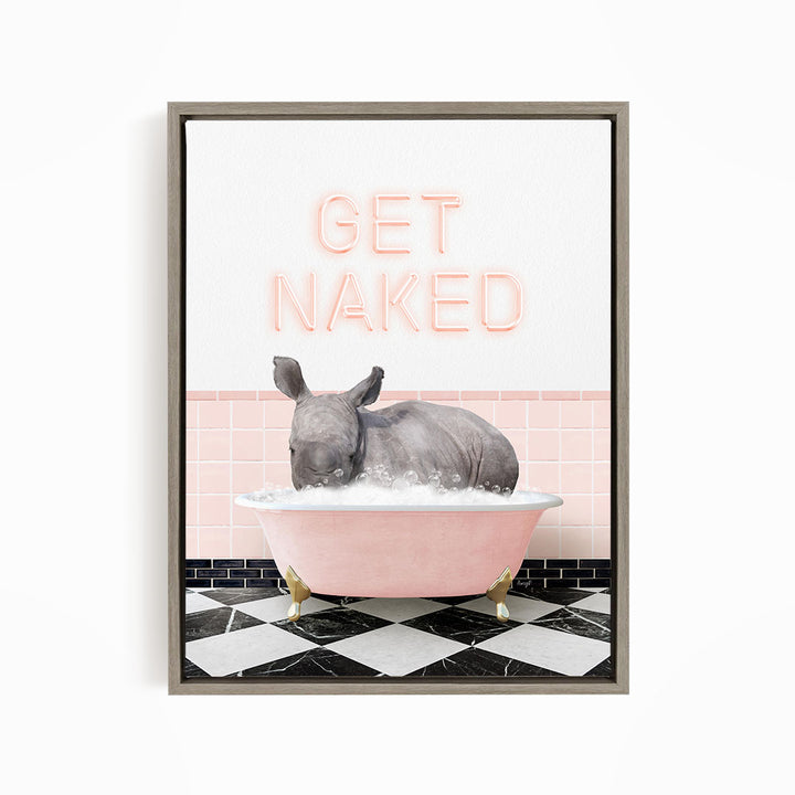 Baby Rhino in Retro Pink Bath