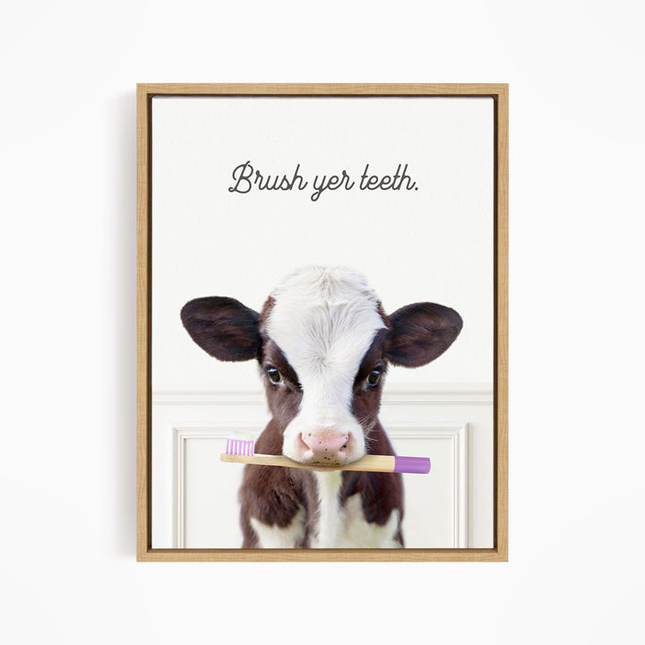 Baby Cow "Brush yer teeth" - Bathroom Simple White