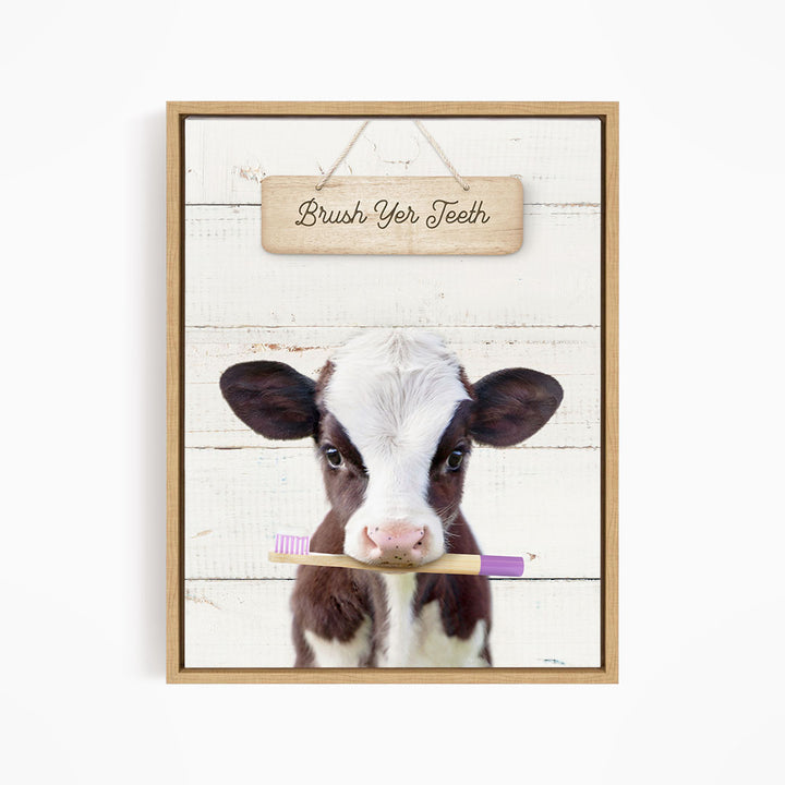 Baby Cow "Brush yer teeth" - Bathroom Shiplap