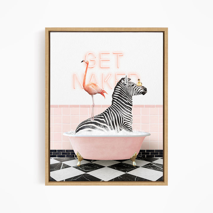 Zebra and Flamingo in Retro Pink Bath