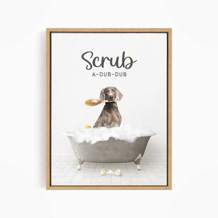 Weimaraner Scrub A-Dub-Dub in Simple Gray Bath