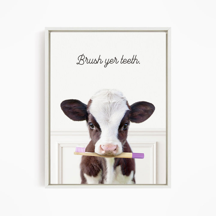Baby Cow "Brush yer teeth" - Bathroom Simple White