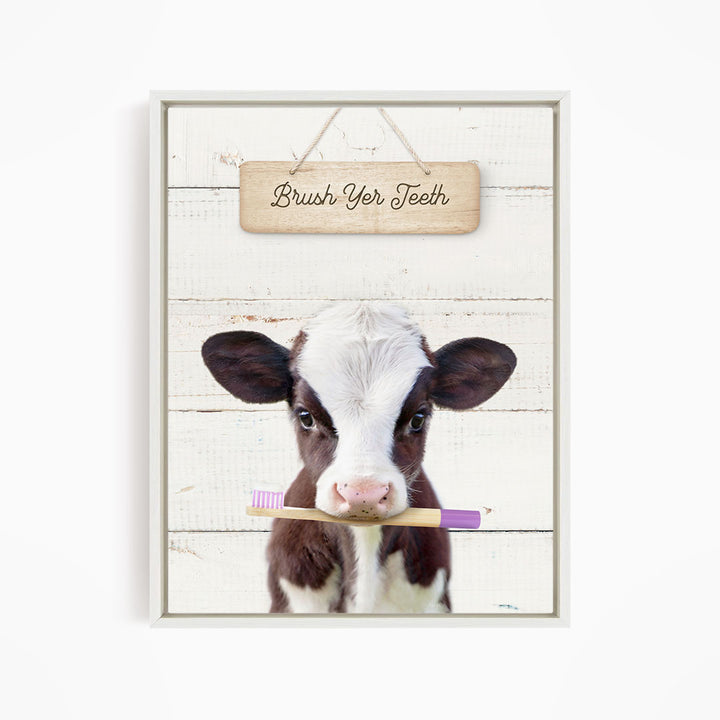 Baby Cow "Brush yer teeth" - Bathroom Shiplap