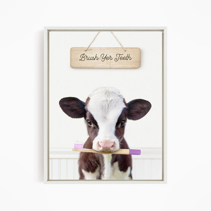Baby Cow "Brush yer teeth" - Bathroom Cottage White