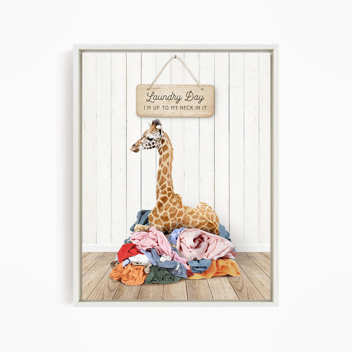 Baby Giraffe Laundry Day I'm Up to My Neck - Farmhouse Floor