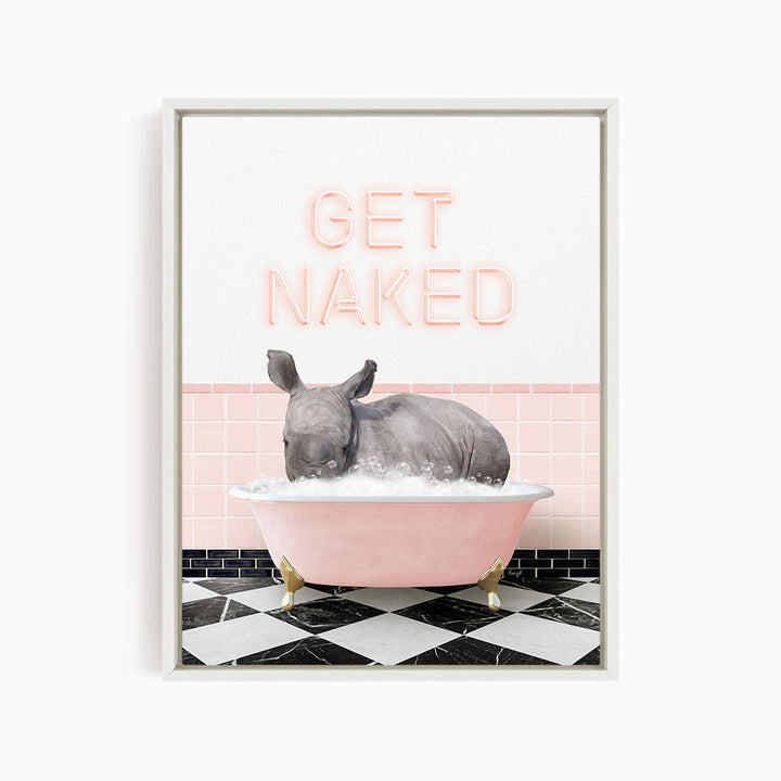 Baby Rhino in Retro Pink Bath
