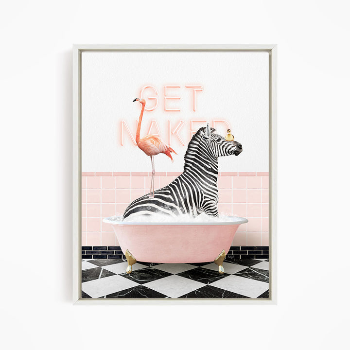 Zebra and Flamingo in Retro Pink Bath