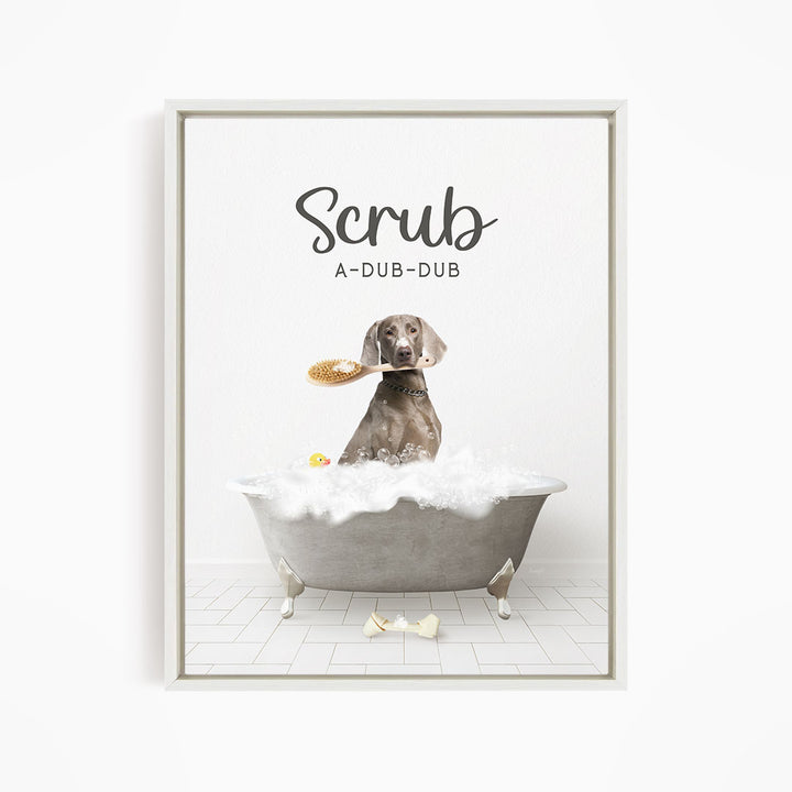 Weimaraner Scrub A-Dub-Dub in Simple Gray Bath