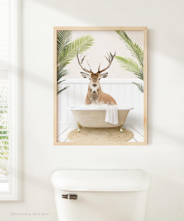 Male Deer in Palms Bath