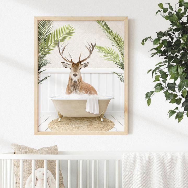 Male Deer in Palms Bath