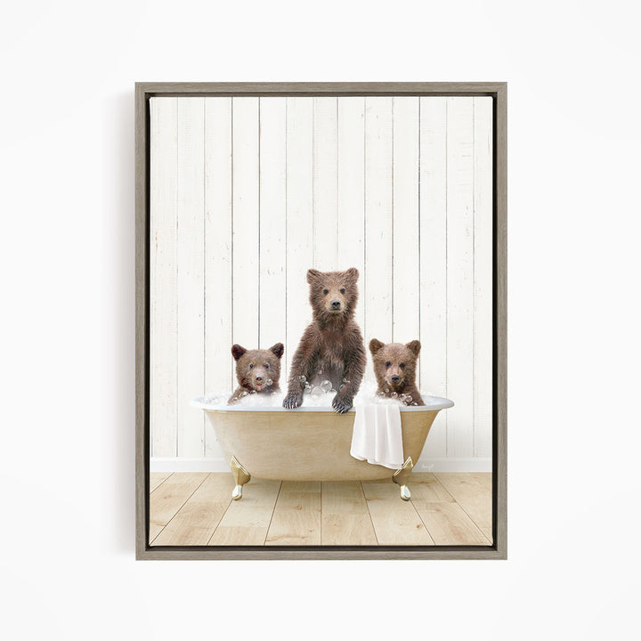 Three Bear Cubs in Farmhouse Bath