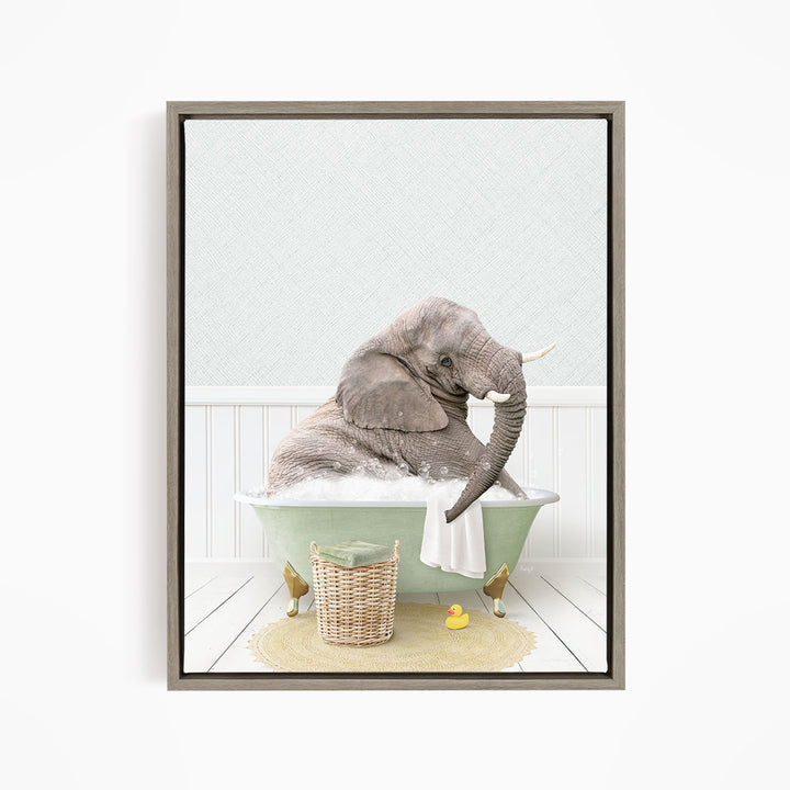 Young Elephant in Cottage Green Bath