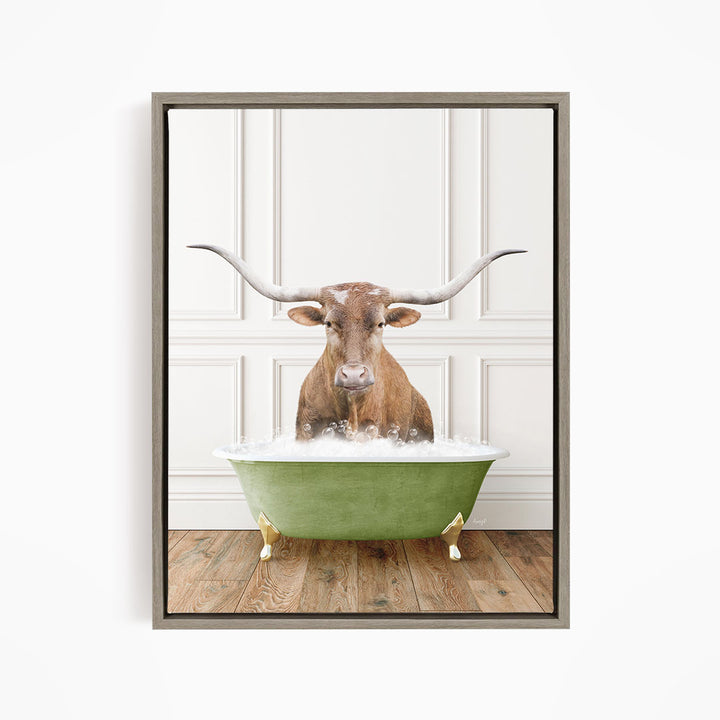 Texas Longhorn Cow in Transitional Bath Style
