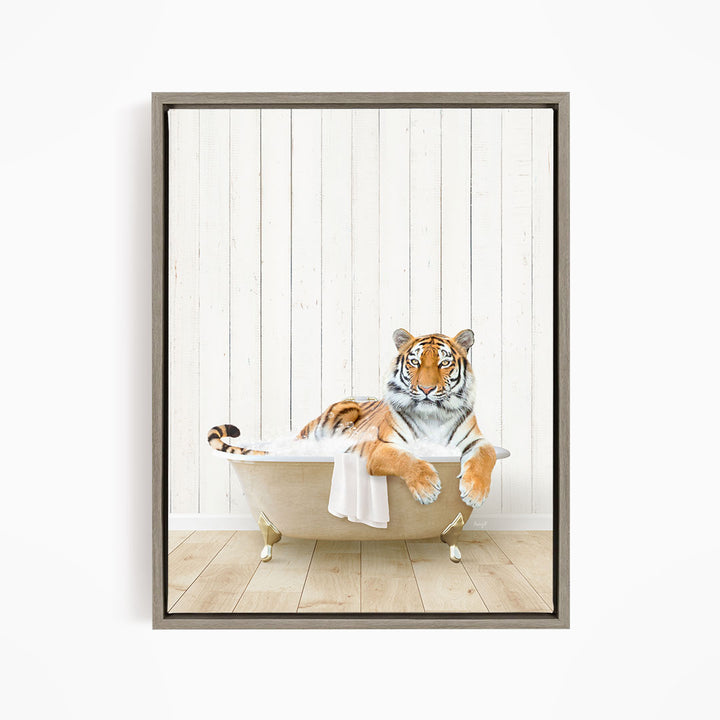Tiger in Farmhouse Bath