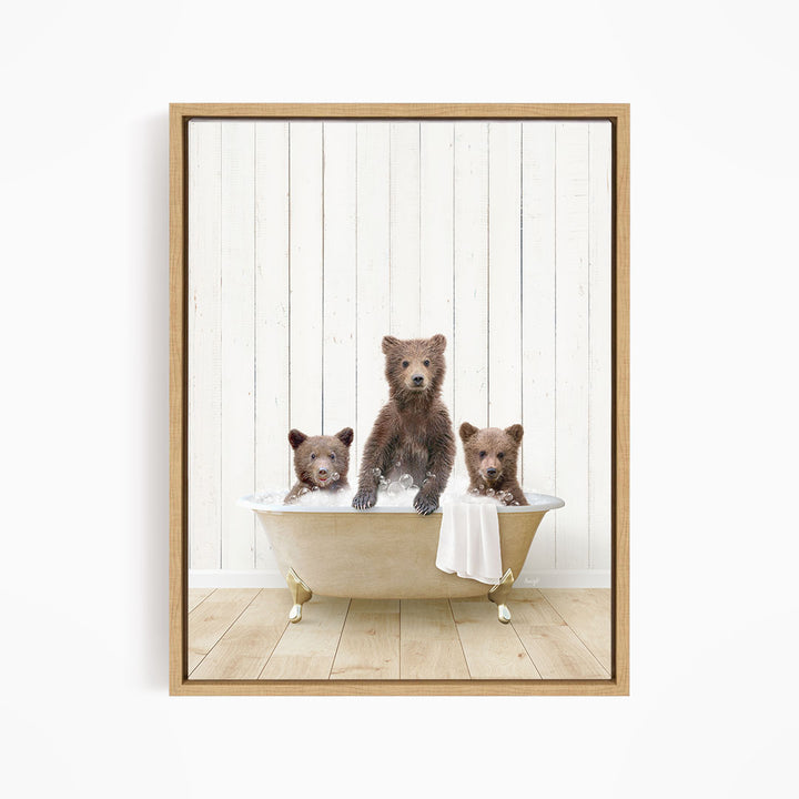 Three Bear Cubs in Farmhouse Bath