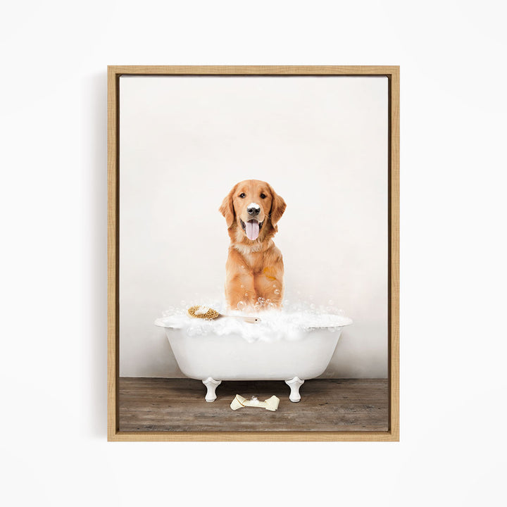 Amber Retriever in Rustic Bath Style Lots of Foamy Bubbles