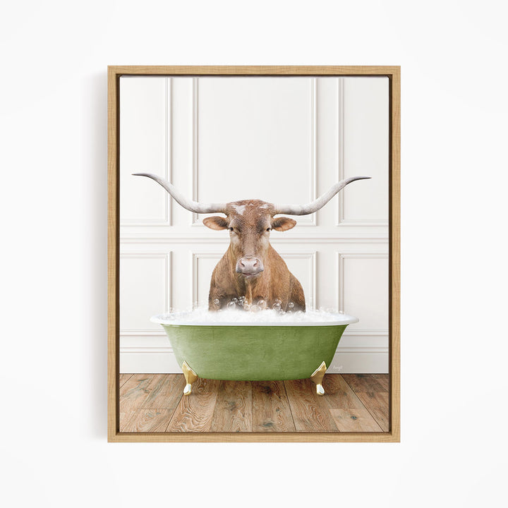 Texas Longhorn Cow in Transitional Bath Style