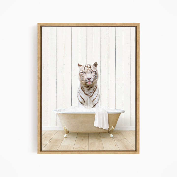 White Tiger in Farmhouse Bath