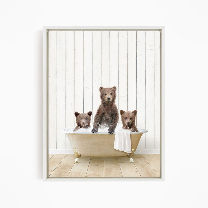 Three Bear Cubs in Farmhouse Bath
