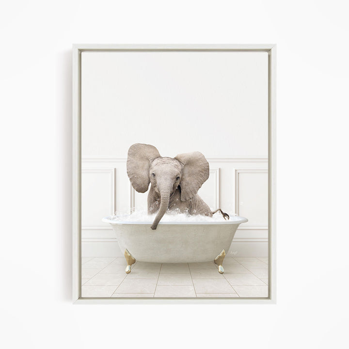 Baby Elephant No4 in Modern Neutral Bath