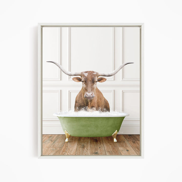 Texas Longhorn Cow in Transitional Bath Style