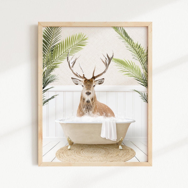 Male Deer in Palms Bath