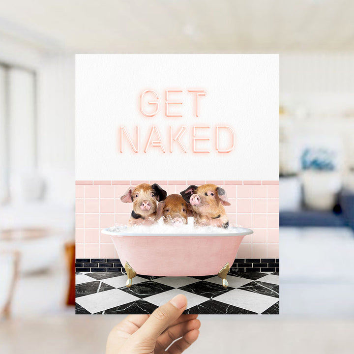 Three Little Pigs in Retro Pink Bath