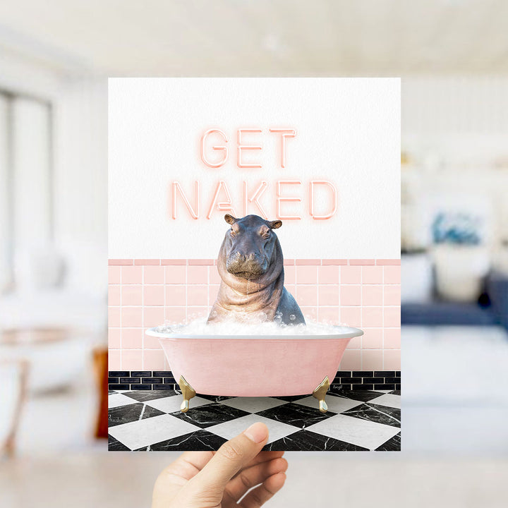 Baby Hippo in Retro Pink Bath