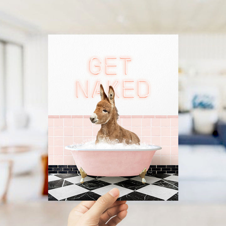 Baby Donkey in Retro Pink Bath