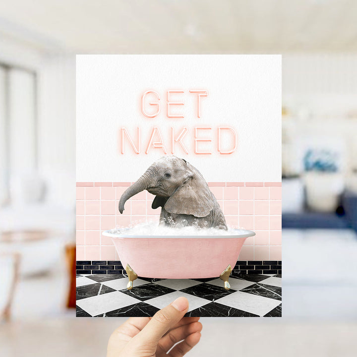 Baby Elephant No1 in Retro Pink Bath