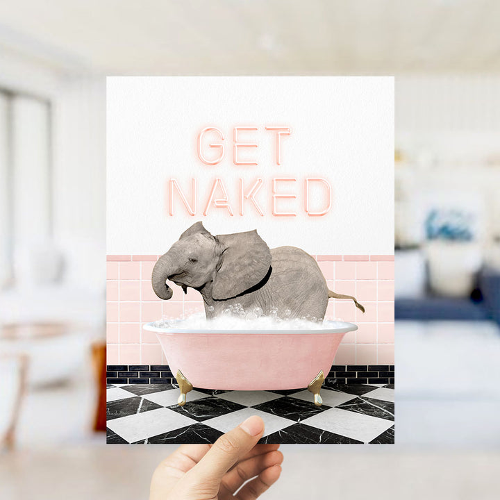 Baby Elephant No2 in Retro Pink Bath