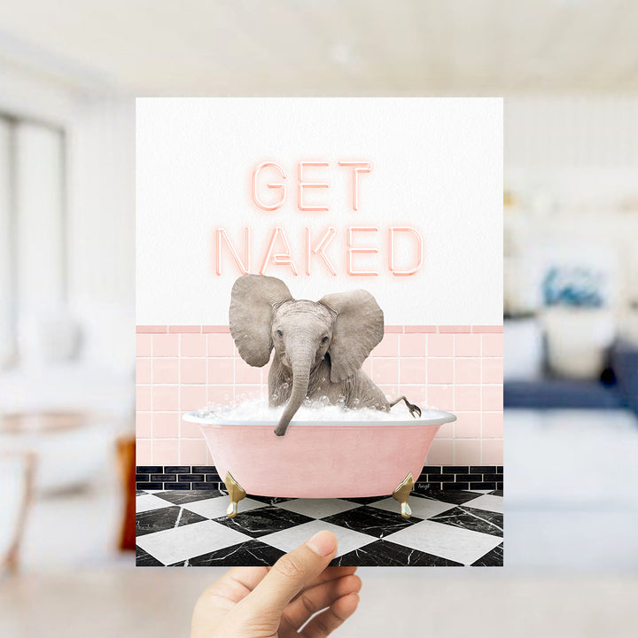 Baby Elephant No3 in Retro Pink Bath