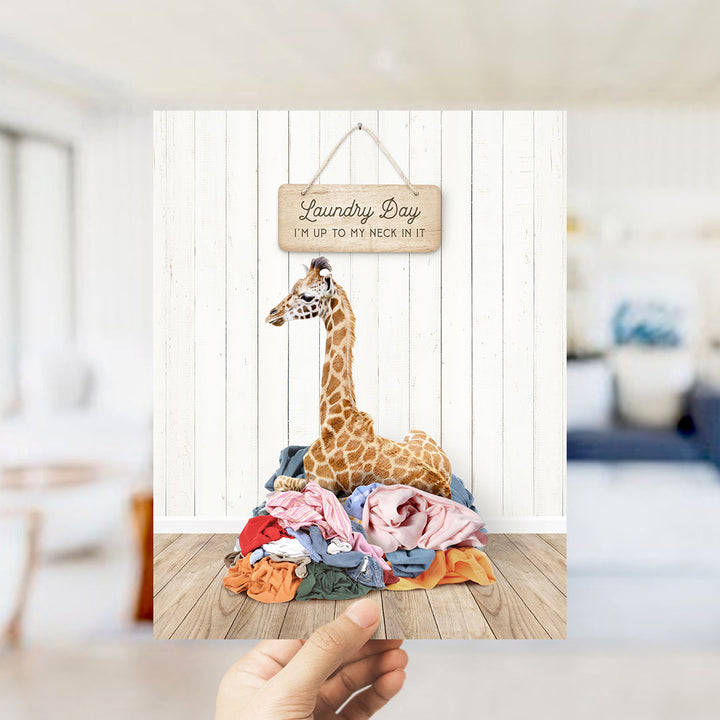 Baby Giraffe Laundry Day I'm Up to My Neck - Farmhouse Floor