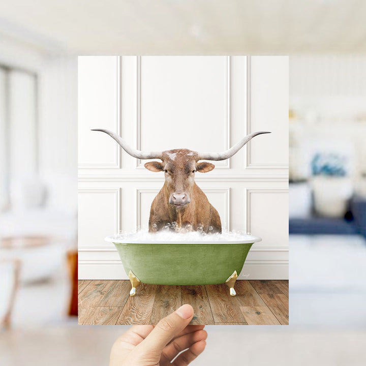 Texas Longhorn Cow in Transitional Bath Style