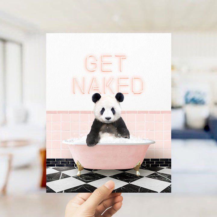 Baby Panda Wave in Retro Pink Bath