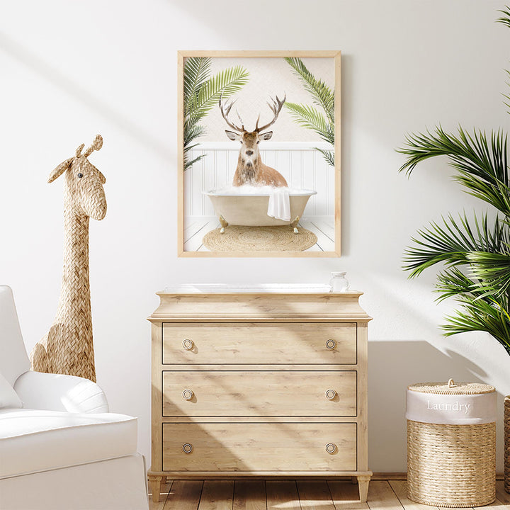 Male Deer in Palms Bath