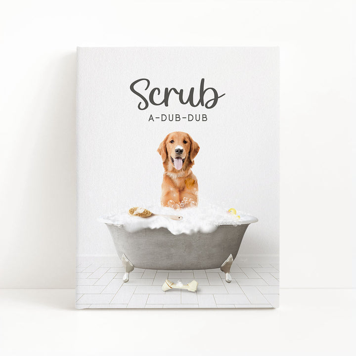 Amber Retriever Scrub A-Dub-Dub in Simple Gray Bath