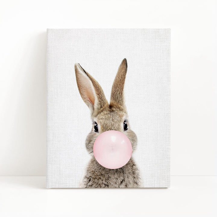 Baby Bunny Blowing Pink Bubble Gum