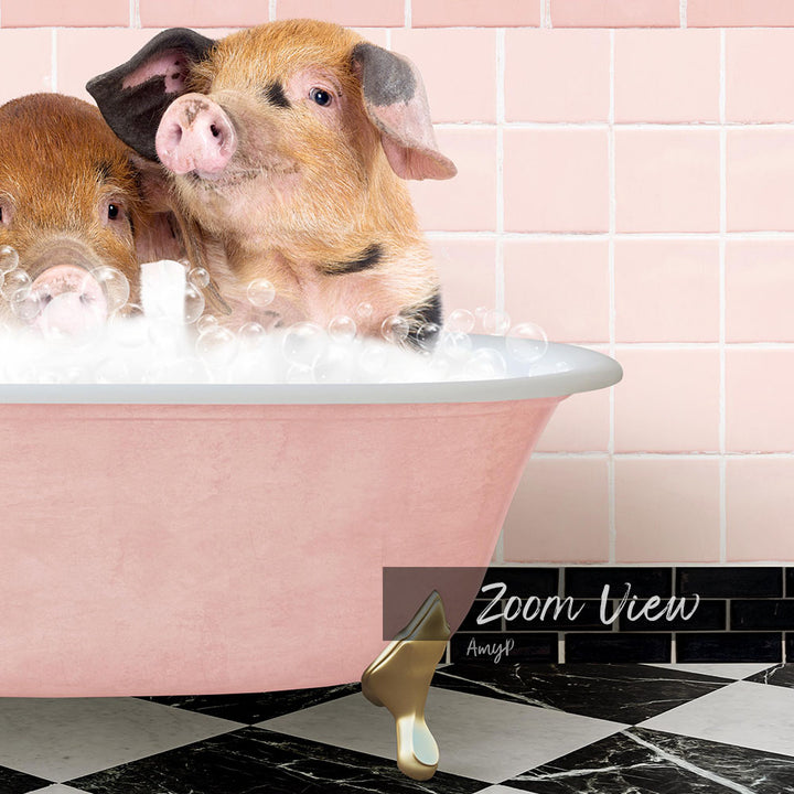 Three Little Pigs in Retro Pink Bath