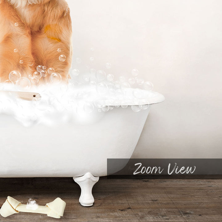 Amber Retriever in Rustic Bath Style Lots of Foamy Bubbles