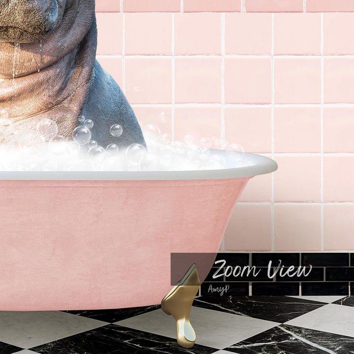 Baby Hippo in Retro Pink Bath