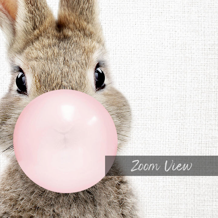 Baby Bunny Blowing Pink Bubble Gum