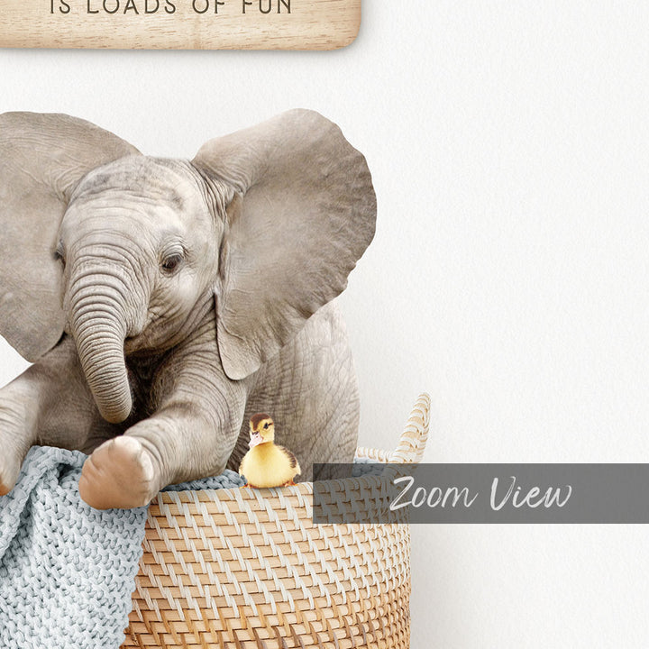 Baby Elephant in Laundry Basket - Scandi Floor