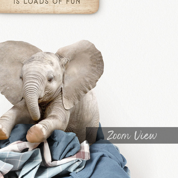 Baby Elephant on Clothes Pile - Scandi Floor